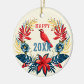 Prettig kerstfeest en een gelukkig nieuwjaar! 2025 keramisch ornament (Links)