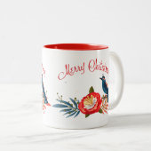 Prettig kerstfeest en een gelukkig nieuwjaar! 2025 tweekleurige koffiemok (Voorkant rechts)