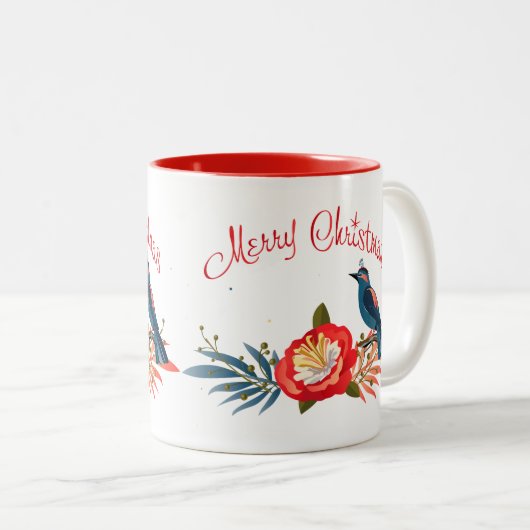 Prettig kerstfeest en een gelukkig nieuwjaar! 2025 tweekleurige koffiemok (Voorkant rechts)