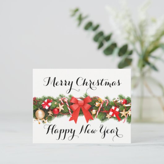 Prettig kerstfeest en een gelukkig nieuwjaar ansic feestdagenkaart (Staand voorkant)