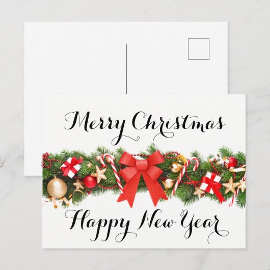 Prettig kerstfeest en een gelukkig nieuwjaar ansic feestdagenkaart (Voorkant / Achterkant)