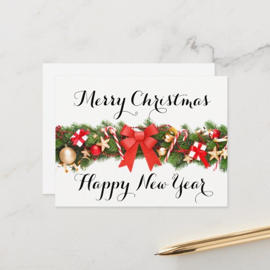 Prettig kerstfeest en een gelukkig nieuwjaar ansic feestdagenkaart (Voorkant / Achterkant in situ)