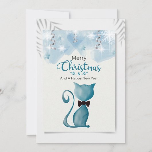 Prettig kerstfeest en een gelukkig nieuwjaar Kat Feestdagenkaart (Voorkant)