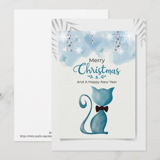 Prettig kerstfeest en een gelukkig nieuwjaar Kat Feestdagenkaart (Voorkant / Achterkant)