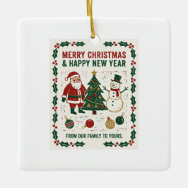 Prettig kerstfeest en een gelukkig nieuwjaar keramisch ornament