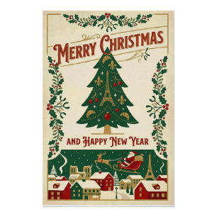 Prettig Kerstfeest en een Gelukkig Nieuwjaar Perfect Poster
