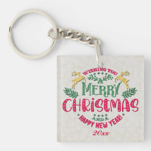 Prettig kerstfeest en een gelukkig nieuwjaar sleutelhanger
