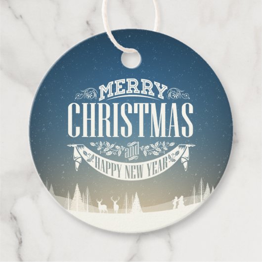 Prettig kerstfeest en een gelukkig nieuwjaar Sneeu Bedankjes Labels (Voorkant)