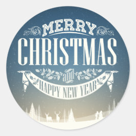 Prettig kerstfeest en een gelukkig nieuwjaar Sneeu Ronde Sticker