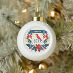 Prettig kerstfeest en gelukkig nieuwjaar! 2027 Rod Keramische Bal Ornament