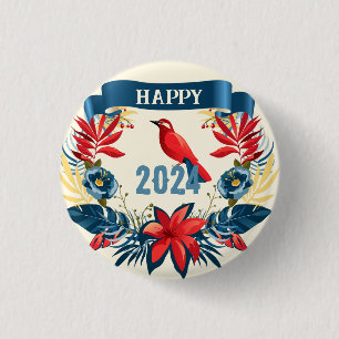 Prettig kerstfeest en gelukkig nieuwjaar! 2027 Rod Ronde Button 3,2 Cm