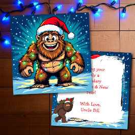 Prettig kerstfeest en gelukkig nieuwjaar Bigfoot Feestdagenkaart