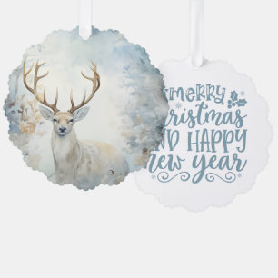 Prettig kerstfeest en gelukkig nieuwjaar bok ornament kaart