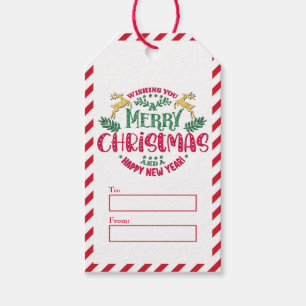 Prettig Kerstfeest en Gelukkig Nieuwjaar Cadeaulabel