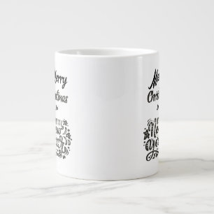 Prettig kerstfeest en gelukkig nieuwjaar Eenvoudig Grote Koffiekop