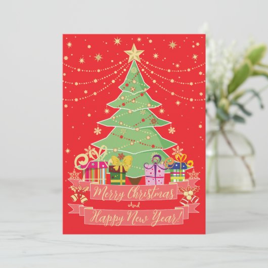 Prettig Kerstfeest en gelukkig nieuwjaar Feestdagenkaart (Staand voorkant)