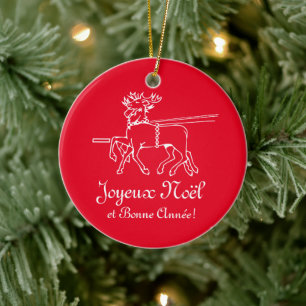 Prettig kerstfeest en gelukkig nieuwjaar Franse Ke Keramisch Ornament