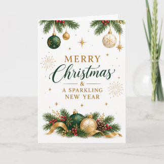 Prettig kerstfeest en gelukkig nieuwjaar Goud groe Kaart