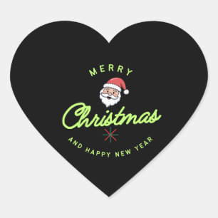 Prettig kerstfeest en gelukkig nieuwjaar hart sticker