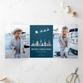 Prettig kerstfeest en gelukkig nieuwjaar in de sta drieluik wenskaart (Binnen)