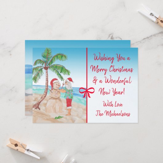 Prettig kerstfeest en gelukkig nieuwjaar Kerstman  Kaart (Voorkant / Achterkant in situ)