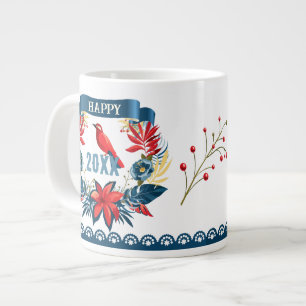 Prettig kerstfeest en gelukkig nieuwjaar! Rode Vog Grote Koffiekop