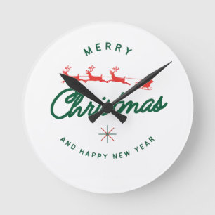 Prettig kerstfeest en gelukkig nieuwjaar ronde klok