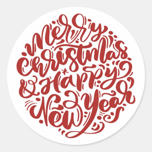 Prettig Kerstfeest en gelukkig nieuwjaar Ronde Sticker (Voorkant)