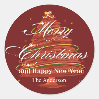 prettig kerstfeest en gelukkig nieuwjaar ronde sticker