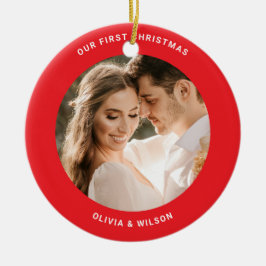 Prettig Kerstfeest en getrouwd foto Keramisch Ornament
