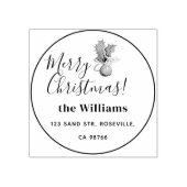 Prettig kerstfeest en glanzende ballen rubberstempel (Afrduk)