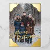 Prettig kerstfeest en jullie foto folie feestdagenkaart (Voorkant)