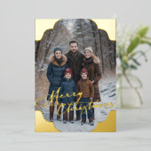 Prettig kerstfeest en jullie foto folie feestdagenkaart (Staand Voorkant)