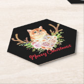 Prettig kerstfeest en Kat Kartonnen Onderzetters (Schuin)