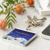 Prettig kerstfeest en Regenboog Kerstman Sleutelhanger (Zijkant)