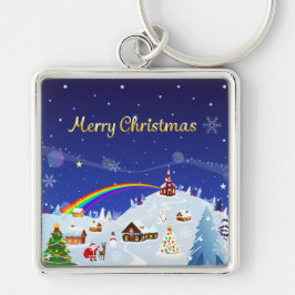 Prettig kerstfeest en Regenboog Kerstman Sleutelhanger