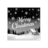 Prettig kerstfeest en sneeuwlandschap rubberstempel (Afrduk)