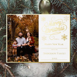 Prettig kerstfeest en sneeuwvlokken Foto | Wit Folie Feestdagen Briefkaart