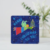Prettig kerstfeest engel met kerstboom plat kerstk feestdagenkaart (Staand voorkant)