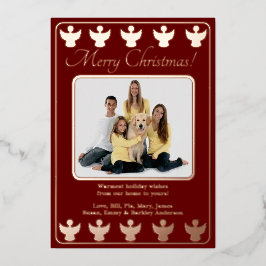 Prettig kerstfeest Engel Rood Folie Feestdagenkaart