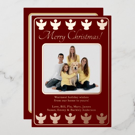 Prettig kerstfeest Engel Rood Folie Feestdagenkaart (Voorkant / Achterkant)