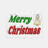 Prettig kerstfeest engel rood groene typografie fleece deken (Voorkant (Horizontaal))