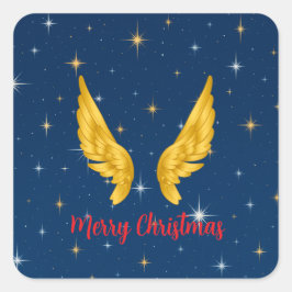 Prettig kerstfeest engelenvleugels vierkante sticker