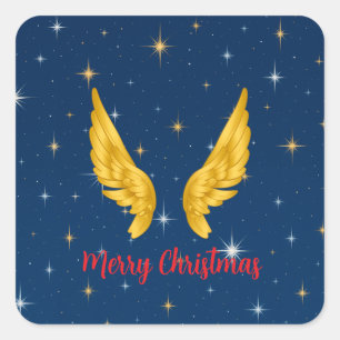 Prettig kerstfeest engelenvleugels vierkante sticker