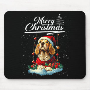 Prettig kerstfeest Er Spaniel Kerstman Hoed Honden Muismat