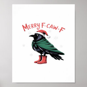 Prettig kerstfeest F Caw F Vintage klassieke stijl Poster