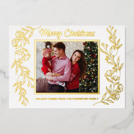 Prettig kerstfeest familie 3 Foto blad kunst  Folie Feestdagenkaart