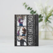 Prettig kerstfeest familie 3 foto collage rustiek feestdagenkaart (Staand voorkant)