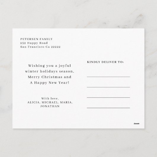 Prettig kerstfeest familie 3 foto collage rustiek feestdagenkaart (Achterkant)