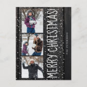 Prettig kerstfeest familie 3 foto collage rustiek feestdagenkaart (Voorkant)